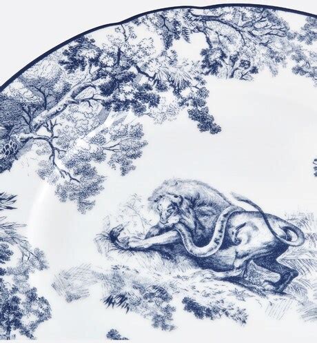 dior lion|Dessert Plate Blue Toile de Jouy Lion .